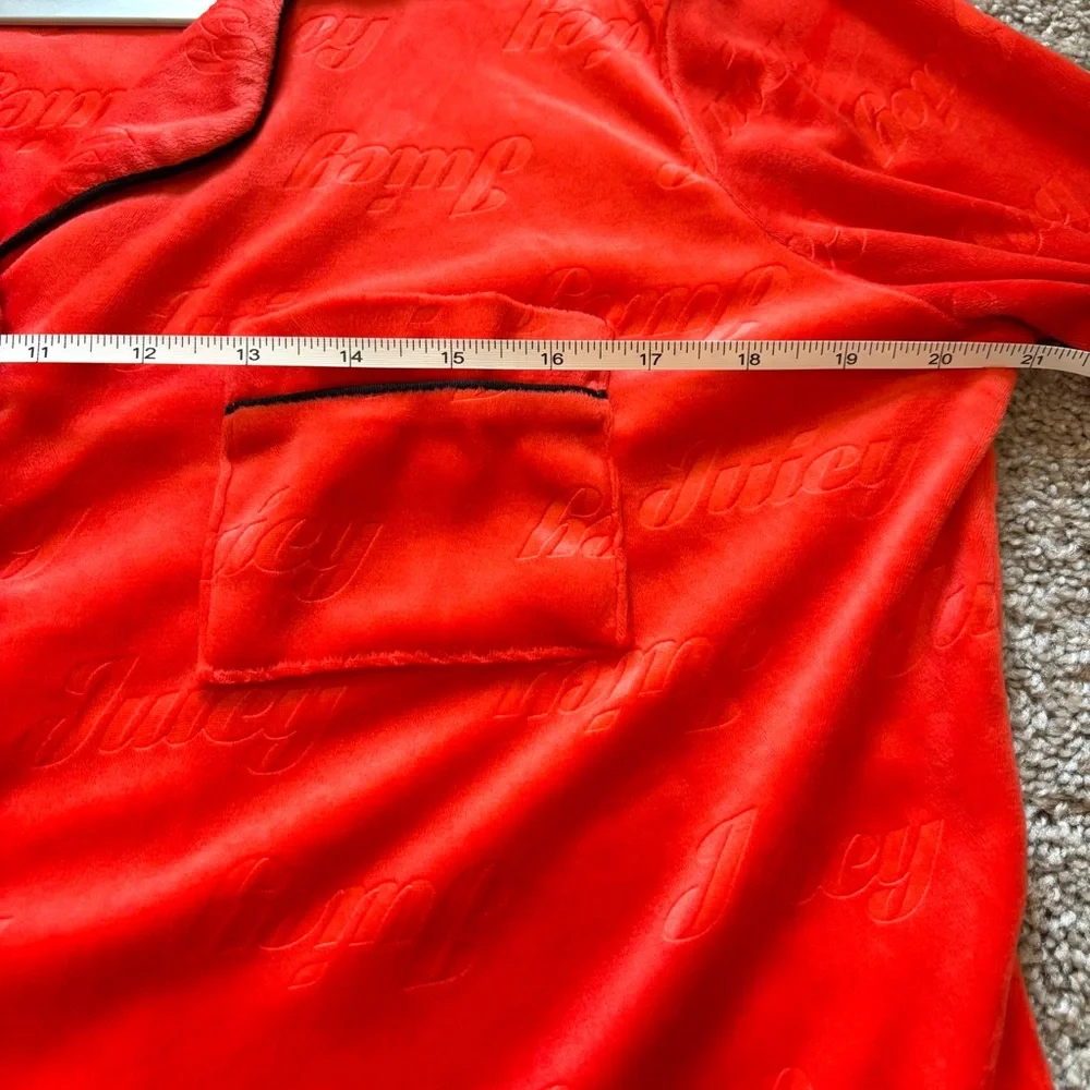 Juicy Couture Logo Embossed Vibrant Red Plush Velour Pajama Top Women’s Medium